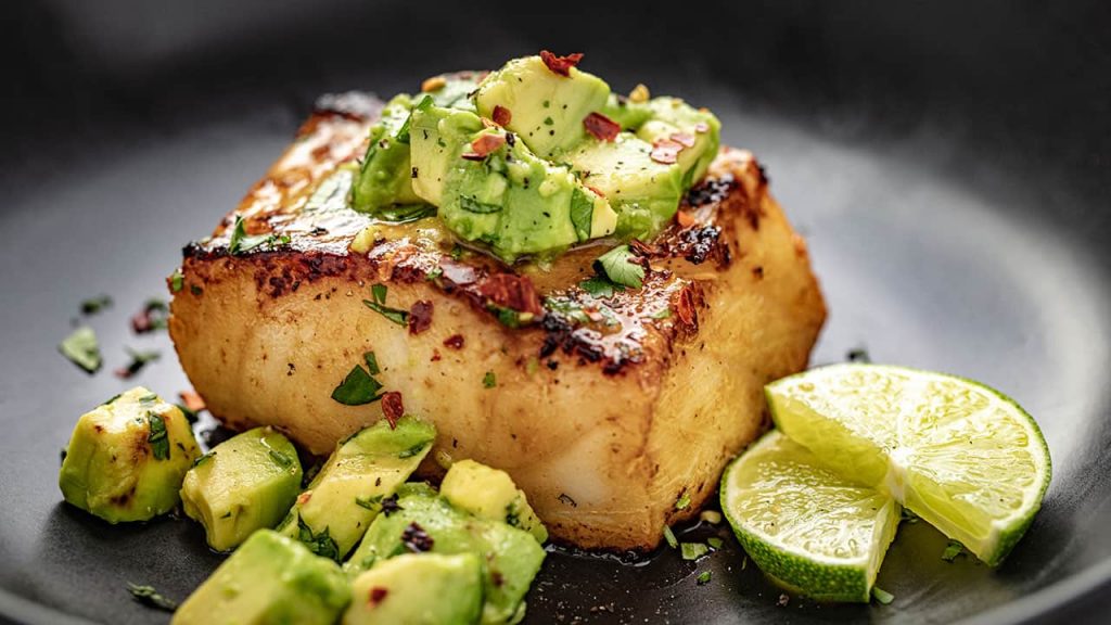 QUICK AND EASY SEA BASS WITH AVOCADO SALSA