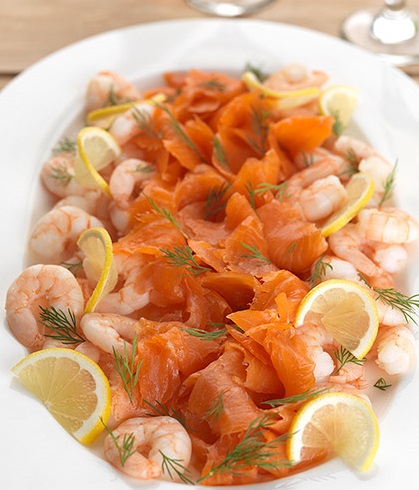 SMOKED TROUT WITH KING PRAWNS