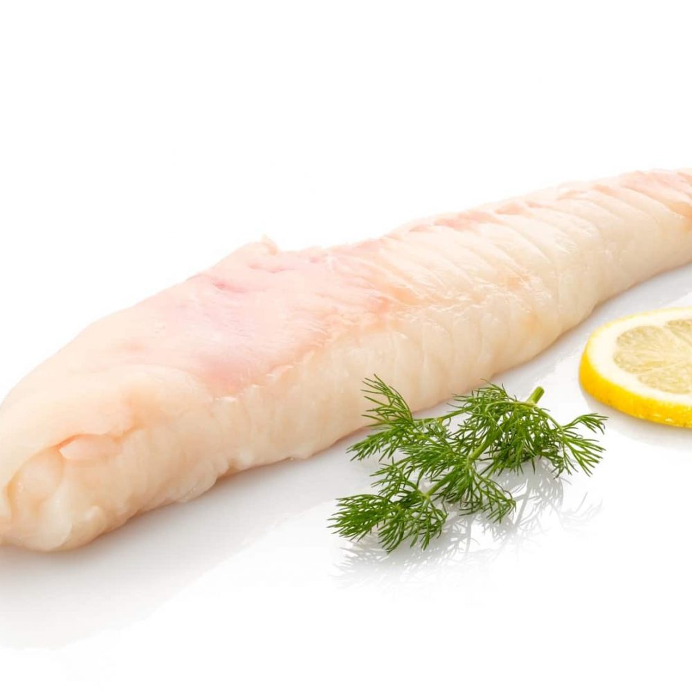 Monkfish filet raw with dill and lemon